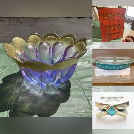 MaxSold Auction: This online auction features gold & sterling jewelry, gemstone jewelry, Limoges, vintage jewelry, art glass, sports collectibles, Royal Doulton figurine, Irish crystal, vintage bottles, vintage kitchen utensils, Beleek, art pottery, decanter set, watches, vintage Pyrex, teacup/saucer sets, small kitchen appliances, Swarovski figurine, stained glass panel, stereo components, and more!