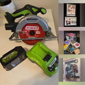 MaxSold Auction: This online auction features sports trading cards, sports collectibles, power tools, model kit, vintage bar mirror, game, video games, comics, Pop Art prints, metal signs, women’s clothing, wooden wall masks, heater, Pokemon cards, and more!