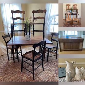 MaxSold Auction: This online auction features wicker patio furniture, antique drop leaf table, metal floor candles, antique crock, Depression glass, Blue Flow plates, art glass, vintage bottles, antique tea set, child’s tea sets, Carnival glass, vintage dolls, Cats Meow village, oil lamps, upright freezer, teacup/saucer sets, Cranberry glass, vintage trinket dishes, vintage Pyrex, vintage Pewter, sewing machine, and much, much, more!!!
