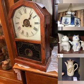 MaxSold Auction: This online auction features garden art, train set, 3D art, oil lamps, Bombay teapots, art pottery, novelty teapots, art glass, costume jewelry, decanter sets, teacup/saucer sets, Depression glass, vintage tea sets, collector plates, collector dolls, teapot collection, bell collection, David Winter cottages, ginger jars, S & P shakers, stained glass swag lamp, sports trading cards, vintage postcards, vintage marbles, toys, collector spoons, Nippon china, thimble collection, comics, perfume bottles, cuckoo clock, and much, much, more!!!\n