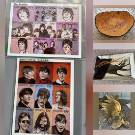 MaxSold Auction: This online auction features The Beatles memorabilia, teacup/saucer sets, vintage camera, collector spoons, Madonna memorabilia, area rugs, biscuit barrel, brass collectibles, comics, art pottery, sports memorabilia, Depression glass, wicker furniture, leather furniture, Hall pottery, art glass, Paul Calle prints, antique oil lamp, puzzles, crocks, antique furniture, TV, vintage bottles, small kitchen appliances, stained glass lamps, vintage cast iron doorstop, gardening supplies, hand tools, lawnmower, and much, much, more!!!
