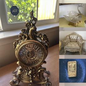 MaxSold Auction: This online auction features mini silver tea set, vintage electric organ, antique wooden desk, vintage decanters, vinyl records, art glass, vintage beer steins, patio furniture, garden art, vintage bar & stools, vintage floor vase, Fenton glass, area rug, teacup/saucer sets, antique French furniture, small kitchen appliances, antique candelabra, antique postcard, vintage Art Deco piece, antique vanity, power & hand tools, perfume bottles, and much, much, more!!!
