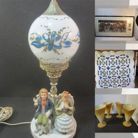 MaxSold Auction: This online auction features quilts, art glass, spaghetti lamp, vintage jewelry, lunch box, milk glass, McMasters pottery, snuff bottle, toys, NIP die-cast vehicles, coins, vinyl records, pocket & wrist watches, nesting dolls, soapstone cavings, Pokemon collectibles, Star Wars collectibles, YA books, cast iron animals, garden art, standing ashtray, Magic cards, sports trading cards, Lego-style blocks, vintage banks, and much, much, more!!!