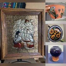MaxSold Auction: This online auction features Mexican tin relief, Mexican pottery, Mexican Talavera, ceramic animal figurines, decorative duck collection, area rug, mirrors, Mexican wall vases, and much more!!