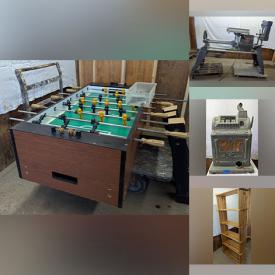 MaxSold Auction: This online auction features foosball table, vintage exercise equipment, power tools, office supplies, electronic keyboard, vintage serger machine, MCM ashtray stand, small kitchen appliances, RC planes, decorative eggs, and more!