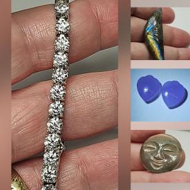 MaxSold Auction: This online auction features moissanite jewelry, and loose gemstones such as tourmalines, sapphires, topaz, citrine, labradorite, rubies, moissanite, moonstone, jade, chalcedony, carnelian, garnets, and much, much more!!