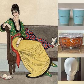MaxSold Auction: This auction features Louis Féraud Black Angora & Wool Full Length Coat, Royal Copenhagen Porcelain Floral Tea Set for 12 Henriette, Vintage Ceramic Fashion Faces Wall Plaques, Bernardaud Limoges Gold + White Tea Set, Vintage Rochas Perfume + Atomizer, Ceramic Lily of the Valley Table Lamp, Antique Black Slate Mantle Clock, Chrome Iron Fireplace Tools, Vintage Framed Mavis Perfume Ad Print, Vintage Concrete Patio Table + Benches, Ladies Ferragamo Women’s Low Heeled Shoes Sz 11,Vintage Glass Oil Lamp, Vintage MCM Federal Glass Norse Punch Bowl + Glasses, Antique Walnut Sewing Cabinet, Pioneer S-P410 Speakers, Sterling Silver Spoons, Murano Art Glass Heart Hinged Trinket Box, Portable Fireplace, Silk + Wool Scarf, Antique Mahogany 8-Drawer Dresser by Gibbard B1, Mahogany Four-Poster Queen Size Bed, Aluminum Extension Ladder, Vintage Ivoire De Balmain Perfume, Vintage Cashmere Wool Coat + Skirt Sets Women’s Medium, Karl Lagerfeld White Leather Vintage Bag, Vintage Brown Crocodile Handbag, Swarovski Crystal Animals and much more!