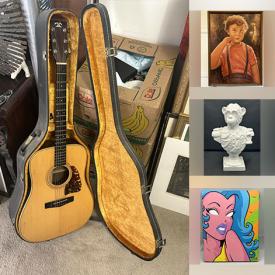 MaxSold Auction: This online auction features Majolica humidor, California pottery, Folk Art beaded sculptures, art glass, bronze sculpture, Bates pottery, uranium glass, cast stone Buddha sculpture, Bruce Odell pottery, vintage slit drum, stained glass shade, cloisonne vase, First Day covers, Folk Art wood carving, guitar, stoneware sculpture, and much, much, more!!!