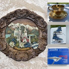 MaxSold Auction: This online auction features flatware, CDs, printer, Cherished Teddies figurine, Royal Doulton figurine, collector plates, baking molds, small kitchen appliances, sports equipment, TV, grandfather clocks, golf clubs, bike trailer, teacup/saucer set, hand tools, decanter, garden tools, vintage Findlay stove, vintage Russian Samovar, and more!