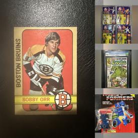 MaxSold Auction: This online auction features carded action figures, sports trading cards, video games, carded Hot Wheels, art pottery, TV, NIB Barbie, Squishmallow, hand tools, comics, and more!