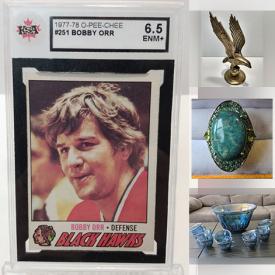 MaxSold Auction: This online auction features costume jewelry, puzzle, collector plate, metal mask, games, decanters, sports trading cards, Pokémon cards, brass figures, collector teapots, Robinson bean pot, Robert Wood lithographs, teacup/saucer sets, coins, art glass, Royal Doulton mug, Satsuma vase, Carnival glass, John Nelson prints, and much, much, more!!!