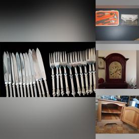 MaxSold Auction: This online auction features pine armoire, mantle clock, desk, cast iron lamp, DVDs, brass fireplace fan, claret jug, decanters, studio bed, cranberry glass, hand tools, and more!