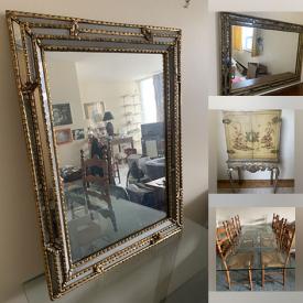 MaxSold Auction: This online auction features vintage mirrors, vintage Chinoiserie-style cabinet, Flow blue & white pieces, antique transferware, teacup/saucer sets, vintage beer stein, decanters, decorative plates, and more!