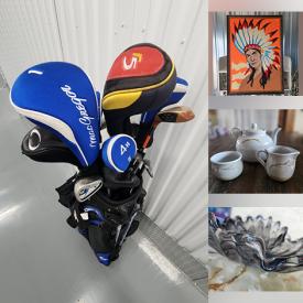 MaxSold Auction: This online auction features golf clubs, watches, teacup/saucer sets, art pottery, vintage novelty candles, art glass, copper molds, vintage Pyrex, Depression glass, uranium glass, sports trading cards, power & hand tools, fishing supplies, camping gear, collector plates, model kit, pet products, Blue Mountain pottery, toys, children’s books, costume jewelry, and more!
