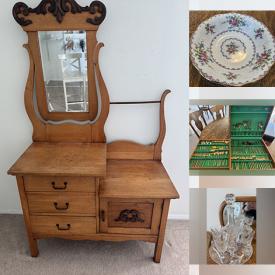 MaxSold Auction: This online auction features sofa & loveseat, antique dresser, crystal decanters, patio furniture, trestle table, collector plates, demi-tasse cups/saucers, curio cabinet, and more!