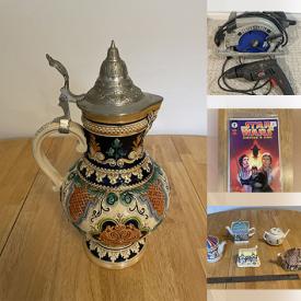 MaxSold Auction: This online auction features video games, small kitchen appliances, decorative plates, teacup/saucer sets, Royal Doulton figurine, character mugs, novelty teapots, costume jewelry, watches, comics, Star Wars comics, puzzles, CDs, DVDs, stroller, TV, office supplies, electric fireplace, coins, window AC unit, vintage vanity, Asian art panel, power & hand tools, outerwear, gaming monitor, art glass, bikes, pressure washer, and more!