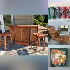 MaxSold Auction: This online auction features art pottery, area rugs, barstools, garden art, patio stove, planters, mini fridge, teak bar, art glass, patio furniture, pellet grill, vintage clothing, outerwear, power & hand tools, garden tools, camping gear, games, puzzles, silver & costume jewelry, Carnival glass, Longaberger baskets, yarn, Hall pottery, Mexican pottery, Lusterware porcelain, novelty teapots, small kitchen appliances, canning supplies, violin, flutes, guitar, stereoc components, bikes, TV, smoker, exercise equipment, office supplies, and much, much, more!!!
