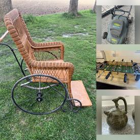 MaxSold Auction: This online auction features teak furniture, TVs, vintage cameras & accessories, desks, art pottery, stereo components, vintage lighters, art glass, scrapbooking supplies, Cherished Teddies, garden tools, lawnmower, Legos, camping gear, toys, power tool, vintage drafting set, chainsaw, small kitchen appliances, costume jewellery, antique books, stone carvings, collector plate, Indigenous art, tabletop foosball, snowboard, golf clubs, brass horse medallion collection, milk glass, Blue Mountain Pottery, and much, much, more!!!