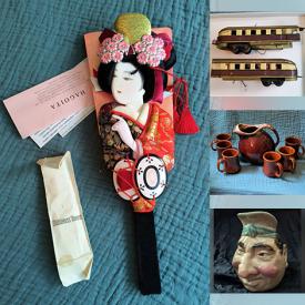 MaxSold Auction: This online auction features vintage train cars, art glass, silver & costume jewelry, watches, tobacciana, Hull pottery, antique Majolica jug, vintage Barbie kitchen pieces, Funko Pop, vintage golf clubs, Star Trek collectibles, comics, and more!