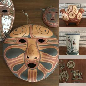MaxSold Auction: This online auction features art pottery, vintage enamelled bowl, antique drawer pulls, Evesham, child’s tea set, wood carvings, nesting dolls, antique horse brass, stamps, wall masks, and more!
