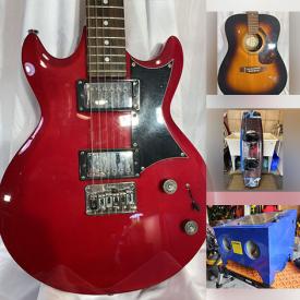MaxSold Auction: This online auction features guitars, cases & equipment, wake boards, golf clubs, skis & boots, duck decoys, fitness gear, desktop riser, games, puzzles, electric keyboard, small kitchen appliances, mini fridge, oil lamp, video games, sports trading cards, telescope, security lights, and more!
