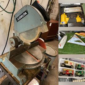 MaxSold Auction: This online auction features windsurfer boards, power & hand tools, chainsaws, air compressors, arc welder & equipment, shop heater, fishing gear, vintage bottles, diving gear, electrical supplies, hardware, metal fabricating supplies, antique tools, yard tools, plant pots, vintage tins, fabric, yarn, craft supplies, camel collection, small kitchen appliances, Yamaha keyboard, toys, chest freezer, vintage marbles, vintage books, vintage postcards,  soapstone art, and much, much, more!!!