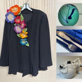 MaxSold Auction: This online auction features designer perfumes, art glass, handbag collection, Limoges trinket boxes, garden art, fabric, ladybird collection, wrought iron door stops, vintage designer clothing, garden pots, display case tables, vintage Moorcroft, Robert Bateman prints, mobility aids, antique brass lamp, coins, new beauty products, designer sunglasses, pipes, power tools, vintage teapots, nutcrackers, dollhouse furniture, jadeite, garden tools, art books, vintage buttons, antique books, vintage gurgling jugs, small kitchen appliances, beer steins, vintage bouquet chandelier, and much, much, more!!!