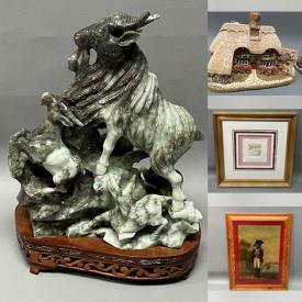 MaxSold Auction: This online auction features jade carving, art glass, Limoges mugs, stamp albums, stools, doll house furniture, Liliput Lane cottage homes, toy stove, decorator plates, Francisan chinaware, mirrors, sewing machine, and much, much, more!!!