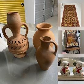 MaxSold Auction: This online auction features vintage crock, antique wooden dresser, bar chairs, vintage books, antique Christmas ornaments, stained glass pieces, Toby jugs, duck decoy, area rugs & runner, vintage steamer trunk, vintage terracotta statues, art pottery, amber glass, quilt, Blue Willow plates, milk glass, Carnival glass, pennant flags, vinyl records, and more!
