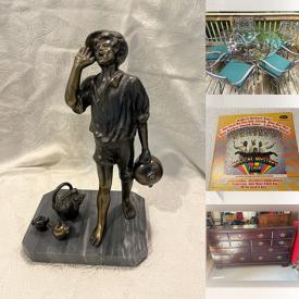 MaxSold Auction: This online auction features patio furniture, perfume bottles, watch, silver & costume jewelry, women’s clothing, shoes & boots, bronze statue, Royal Worcester figurine, fabric, collector plates, vinyl records, bike, and more!