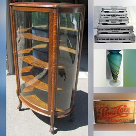 MaxSold Auction: This online auction features outerwear, art glass, teacup/saucer sets, porcelain figurines, antique Sessions clock, Red Rose figurines, chandelier, women’s clothing, toys, Blue Mountain pottery, vintage anthropomorphic tea set, comics, vintage carved cinnabar figurines, bar stools, jerseys, sports collectibles, Toby mug, Lionel trains & accessories, vintage lobby cards, and much, much, more!!!