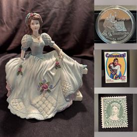 MaxSold Auction: This online auction features oil lamps, Blue Mountain pottery, Coalport figurines, Royal Doulton figurines, antique books, stoneware crock, vintage Wade tea figurines, estate jewelry, coins, banknotes, sports trading cards, stamps, and more!