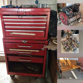 MaxSold Auction: This online auction features marble top tables, antique statement lamps, sewing machine, blue/white Myott plates, Capodimonte espresso set, small kitchen appliances, desk & chair, TV, vintage steamer trunk, ladders, garden tools, rolling tool cabinet, power & hand tools, air compressor, hoist, Italian comics, vinyl records, table lighter, and more!