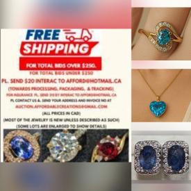 MaxSold Auction: This online auction features certified gemstone jewelry, silver jewelry, coins, and loose gemstones such as tanzanites, garnets, diamonds, emeralds, sapphires, moonstones, tourmaline, opal, citrines, Iolites, zultanite, quartz, and much, much, more!!!