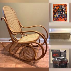 MaxSold Auction: This online auction features Norval Morrisseau print, wood sculpture, AJ Casson prints, exercise equipment, vanity, leather face art, collector plates, art glass, vinyl records, vintage planters, Mexican folk art figures, costume jewellery, Toby mugs, golf clubs, hardback books, leather fabric, flat cardboard boxes, metal tins, CDs, vintage magazines, and more!