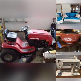 MaxSold Auction: This online auction features wicker furniture, patio furniture, BBQ grill, cedar armoire, dry bar, lawnmower, ride-on mower, garden tools, watches, paint supplies, costume jewelry, hand tools, decorative plates, toys, beauty appliances, bikes, vintage Pyrex, small kitchen appliances, heaters, dehumidifiers,  sports equipment, desk & chair, sewing machine, vinyl records, TV, fabric, games, comics, pool toys, printer, and much, much, more!!!