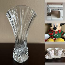 MaxSold Auction: This online auction features art glass, pewter ornaments, barware, serving ware, musical bank, small kitchen appliances, decorative eggs, candles, home health aids, decorative plates, yarn, leather handbags, sewing machine, TV, and more!