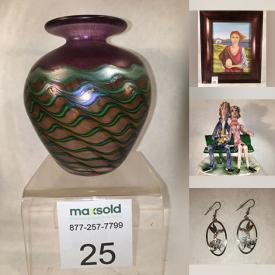 MaxSold Auction: This online auction features art glass, perfume bottle, glass animals, Czech cruet set, paperweights, Jadeite, decanter set, vintage biscuit barrel, Quebec wood carving, nesting dolls, Folk Art sculptures, Talavera pottery, Blue Mountain Pottery, decorative plates, vintage feeding cups, Indigenous artwork, art pottery, Artesania Rinconada figurines, Hoselton sculpture, stamps, vintage books, and much, much, more!!!