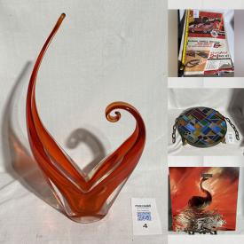 MaxSold Auction: This online auction features antique stained glass panel, art glass, Carnival glass, Fenton glass, vintage slot car set, uranium glass, Legos, game, comics, action figures, vinyl records, and more!