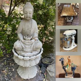 MaxSold Auction: This online auction features granite top buffet, ceramic end tables, small kitchen appliances, bar stools, sectional sofa, patio furniture, garden art, plant pots, barrister bookcases, jewelry armoire, mini-fridge, games, TVs, desk, gaming chair, camping gear, adjustable bed, and more!