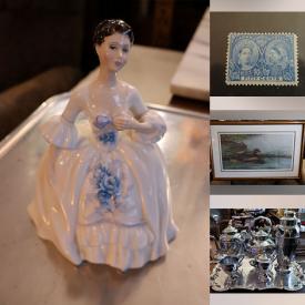 MaxSold Auction: This online auction features MCM lamps, Peacock dish, laptop, tapestries, NIB dollhouse, skis, vintage radios, fitness gear, stamps, sterling silver & costume jewelry, Legos, Paul Harpley print, vintage fans, cuckoo clocks, Royal Doulton figurine, steins, vintage doll, metal art, and more!