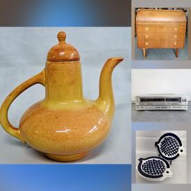MaxSold Auction: This online auction features decanters, MCM Fat Lava pottery, MCM Rosenthal vase, art glass, Waterford bowl, vintage cameras, vintage silver jewelry, snuff bottles, estate jewelry, copper lamp, Asian instrument, guitar, violin, MCM desk lamps, antique sewing machine, stereo components, and more!n