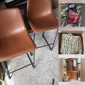 MaxSold Auction: This online auction features pet products, NIB microphone, grow lights, new pool float, patio furniture, small kitchen appliances, planters, art supplies, garden art, lawn mower, sectional sofa, TV, power tools, ukulele, desk, and more!