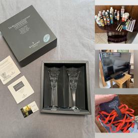 MaxSold Auction: This online auction features craft supplies, DVDs, games, puzzles, vintage kitchen tool, floor lamp, plant pots, women’s clothing & shoes, decorative plates, teacup/saucer set, art glass, TV,  Waterford crystal flutes, and more!