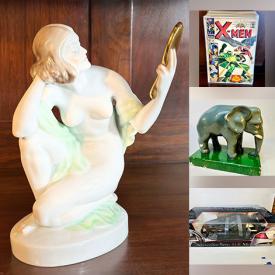 MaxSold Auction: This online auction features vintage tulip lamp, Evesham, calligraphy pens, collectible figurines, RC car, power tool, antique inkwell, porcelain dolls, DVDs, comics, Pokemon cards, art glass, video game console & games, art pottery, watches, coins, silver jewellery, vintage Wade tea figurines, vintage Hoselton sculpture, NIB Lego kits, estate jewelry, cranberry glass, and more!