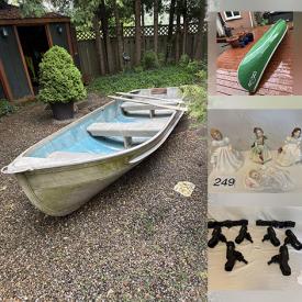 MaxSold Auction: This online auction features canoe, aluminum boat & motor, vintage tools, decorative plates, vintage toys, Coca-Cola collectibles, vintage sports equipment, puzzles, oil lamp collection, vintage bottles, power & hand tools, garden tools, crocks, violin, vinyl records, comics, vintage oil can collection, trolling motor, electric snow shovel, vintage tins, train sets, sectional sofas, fishing gear, mantle clocks, fitness gear, decanter set, games, Royal Doulton figurines, and more!