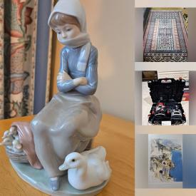 MaxSold Auction: This online auction features bedroom furniture, mirrors, computer desk, TV, console stereo, steins, area rug, brass medallions, Roxton buffet, Lladro figurines, Royal Doulton figurine, small kitchen appliances, sun shelter, vinyl records, decanters, power tools, ping pong table, garden tools, BBQ grill, patio furniture, garden pots, lawnmower, chainsaw, and much more!!