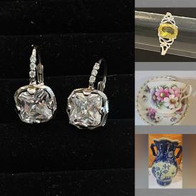MaxSold Auction: This online auction features cufflinks, stick pins, teacup/saucer sets, Blue Willow dishware, antique porcelain pot, and jewelry such as Swarovski, silver, costume, vintage, artsy, gemstones, and more!