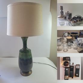 MaxSold Auction: This online auction features mantle mirrors, small kitchen appliances, art glass, milk glass, Carnival glass, decorative platters, party supplies, kneeling chair, toys, games, beauty appliances, fitness gear, perfume bottles, Limoges, baby gear, art pottery, antique vanity set, lacquerware trays, beer signs, and more!