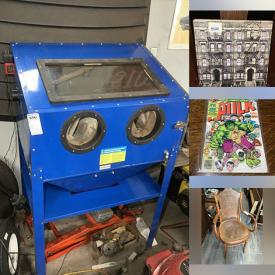 MaxSold Auction: This online auction features vinyl records, sterling, gold & costume jewelry, die-cast toys, sports trading cards, power & hand tools, children’s books, games, egg chair, comics, coins, oil lamps, vintage sleigh bed, laserdiscs, vintage camping gear, snowblower, sandblast cabinet, pressure washer, novelty teapots, sewing notions, sewing machine, art pottery, garden tools, and more!